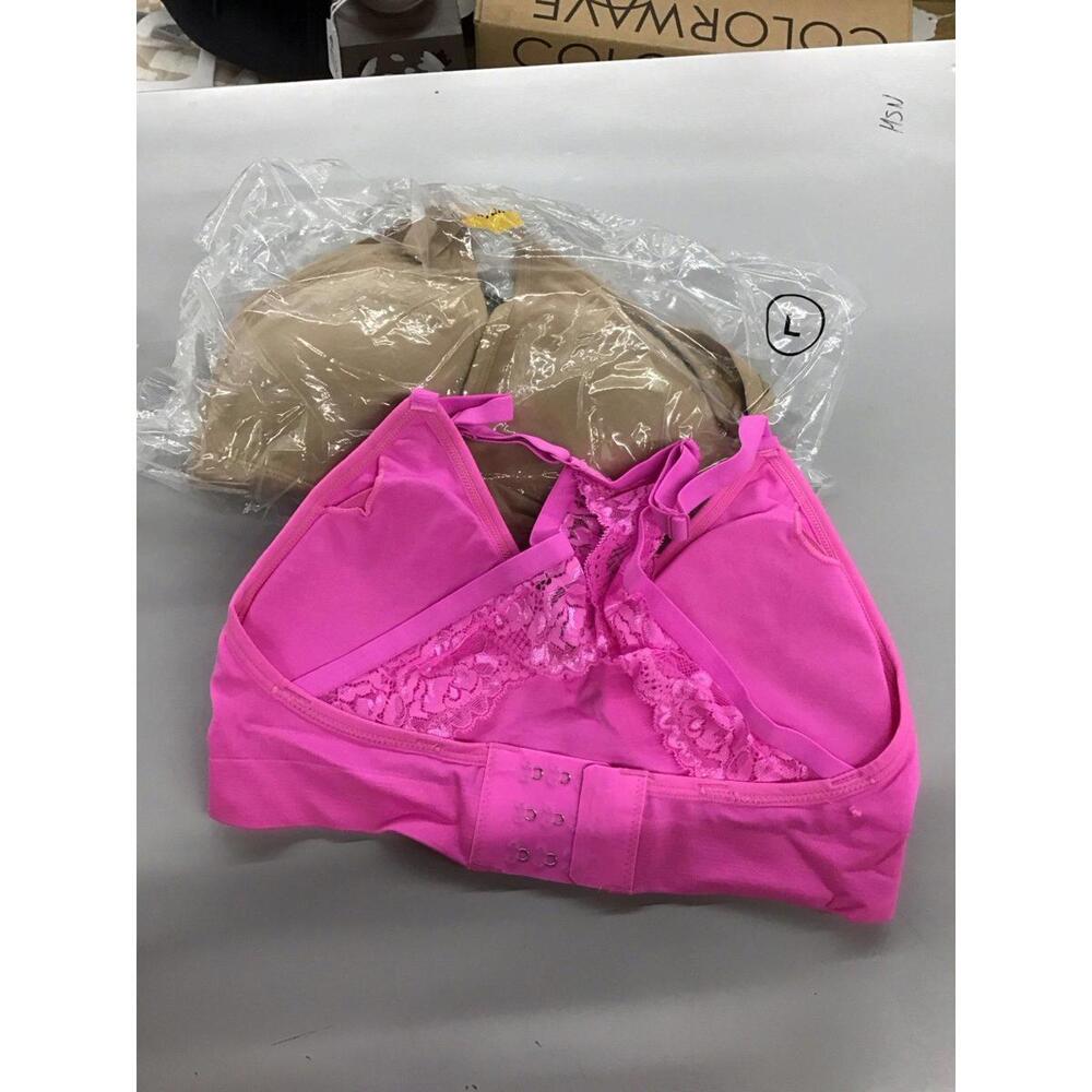 Rhonda shear 2 pack seamless racer back bras size Large pink nude new from HSN - Picture 2 of 4